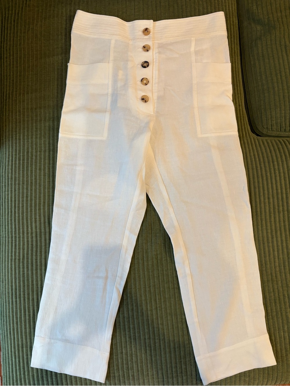 NWT Le Kasha Lin De Voyage Cream White Linen Pants Sz 6